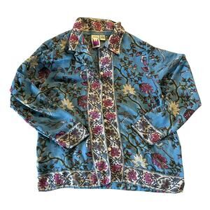 Original Anthony Floral Sheer Pattern Button Up Blouse Size L